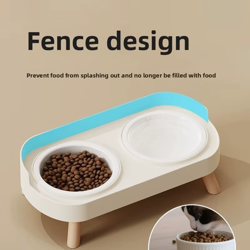 Double Pet Bowl No Spill Food Water Feeder with Stand Neck Support for Cats Dogs Anti Knock Anti Slip Elevated Design — image 5