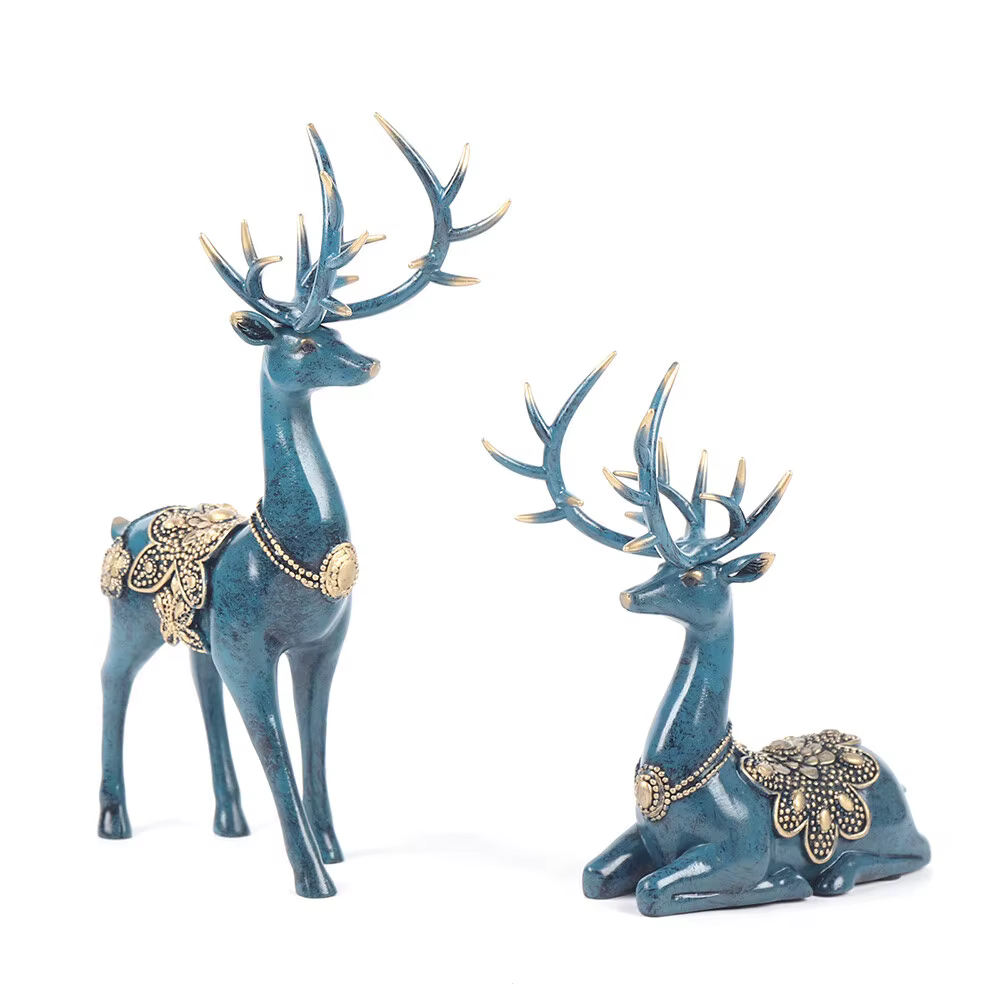 Figura de Ciervo Azul en Resina Retro Europeo: Estatua Decorativa para Salón, Mesa, Habitación y Recepción — imagen 4
