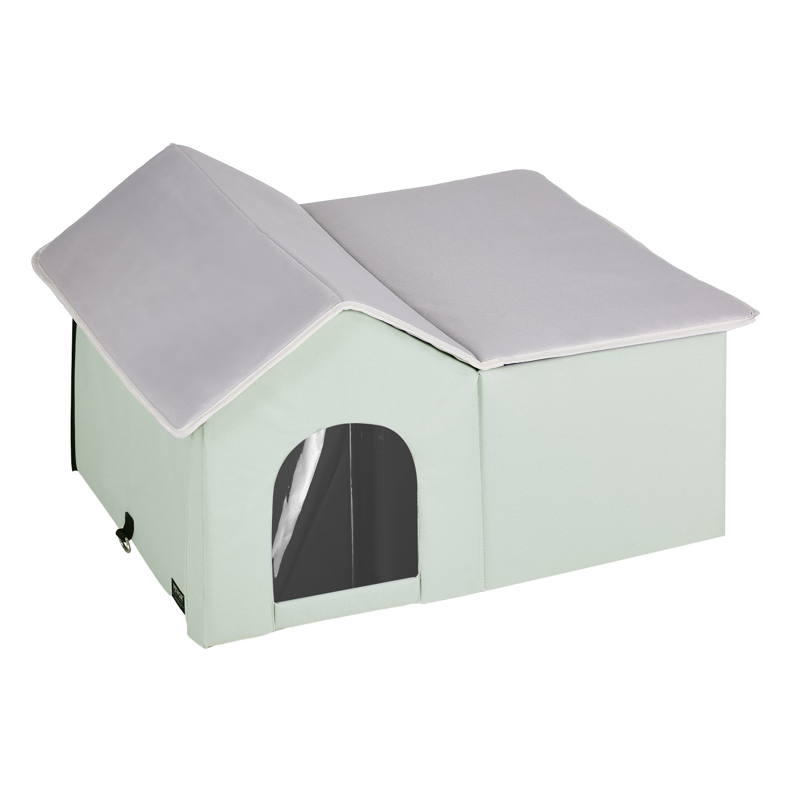 Heated Cat House Foldable Kitty Shelter With Heated Pad Green Large — imagen 2