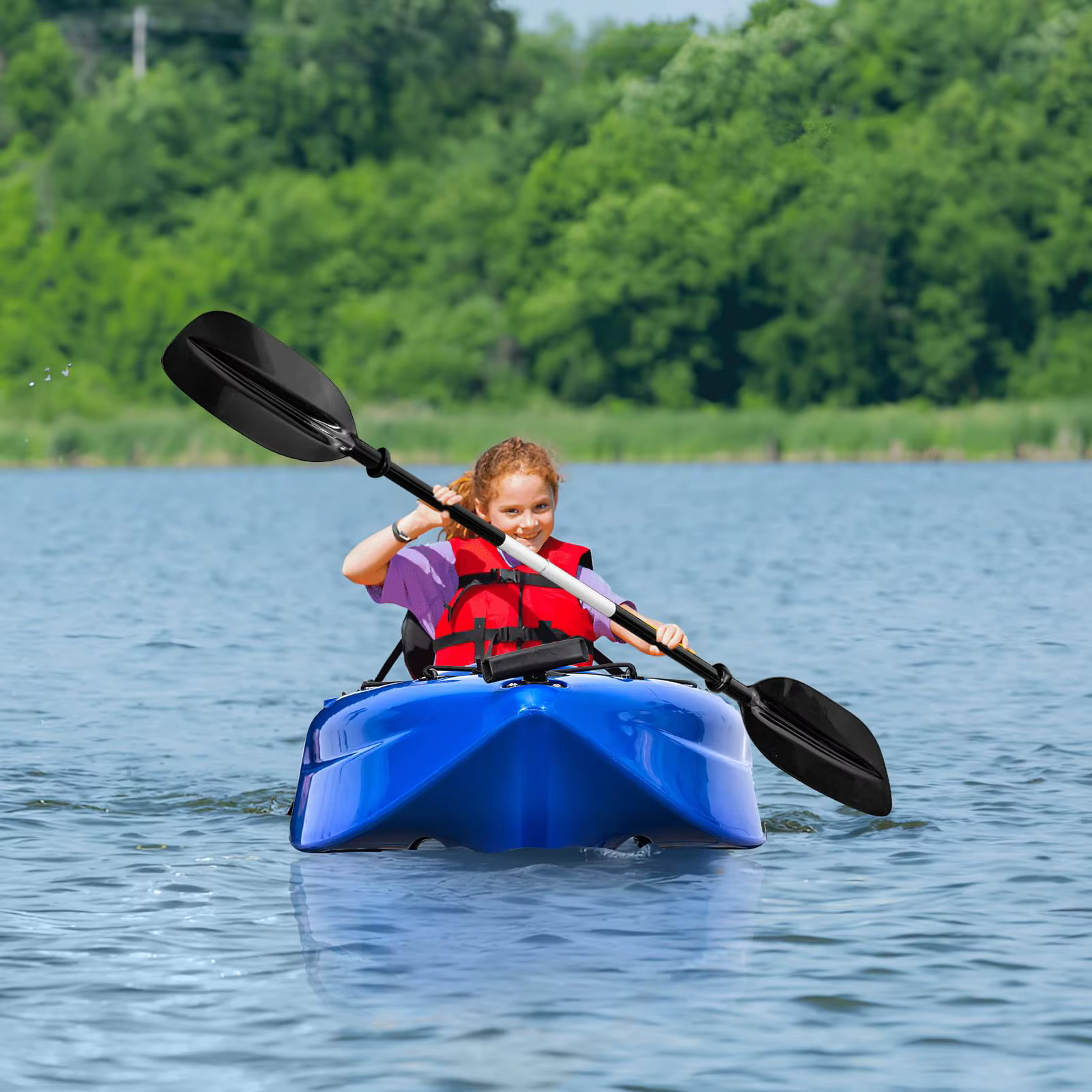 Kayaks de Pesca, 12.4FT Kayak Sentado en la Superficie para 2-3 Adultos con Remo y Asiento Cómodo, Capacidad de 600LBS, Barco Rígido Recreativo para Océano — imagen 2