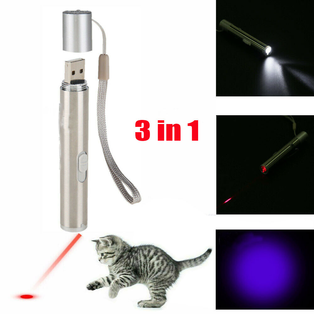 Cat Dog Toy Red Laser Pointer Pen USB Rechargeable LED Light UV Flashlight — imagen 16