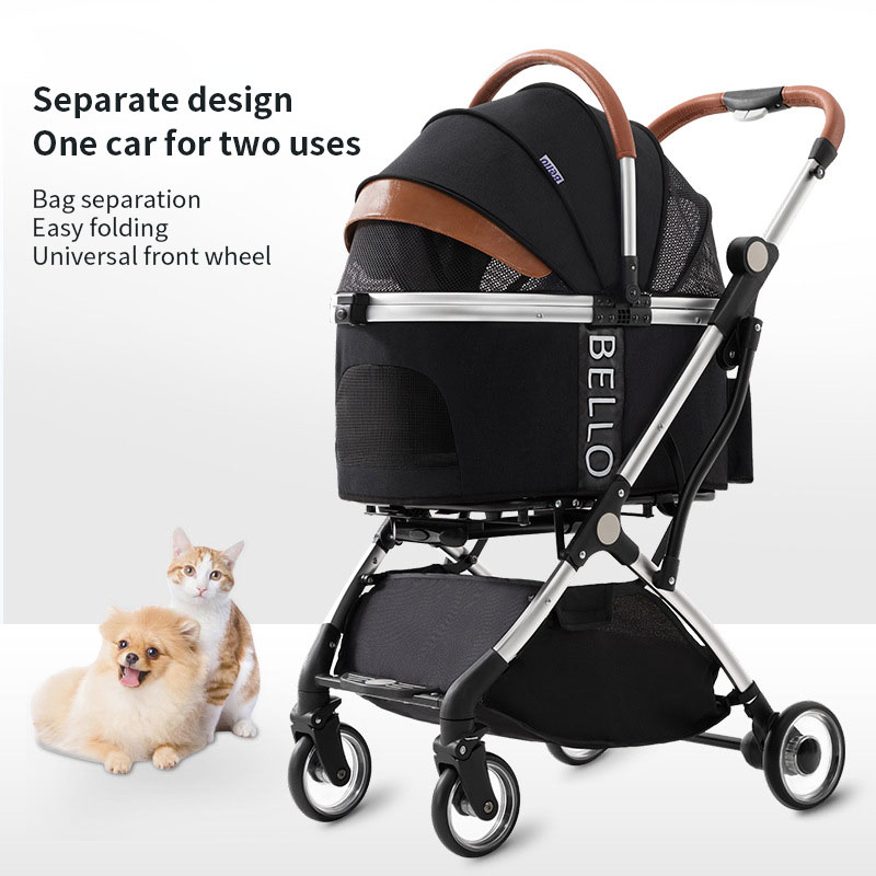 Bello Small And Medium-Sized Pet Cart Out Dog Bag Separate Dog Folding Aluminum Alloy Cat Cart Shock Absorption — image 5