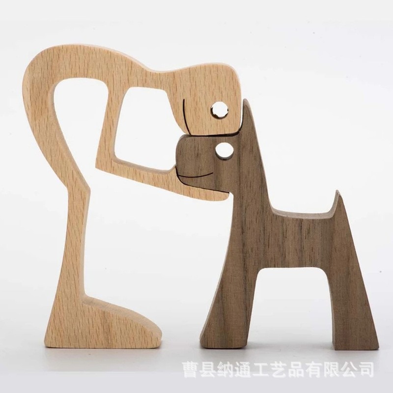 Wooden dog and family member ornaments animal decorations creative desktop decoration custom children toys — image 7