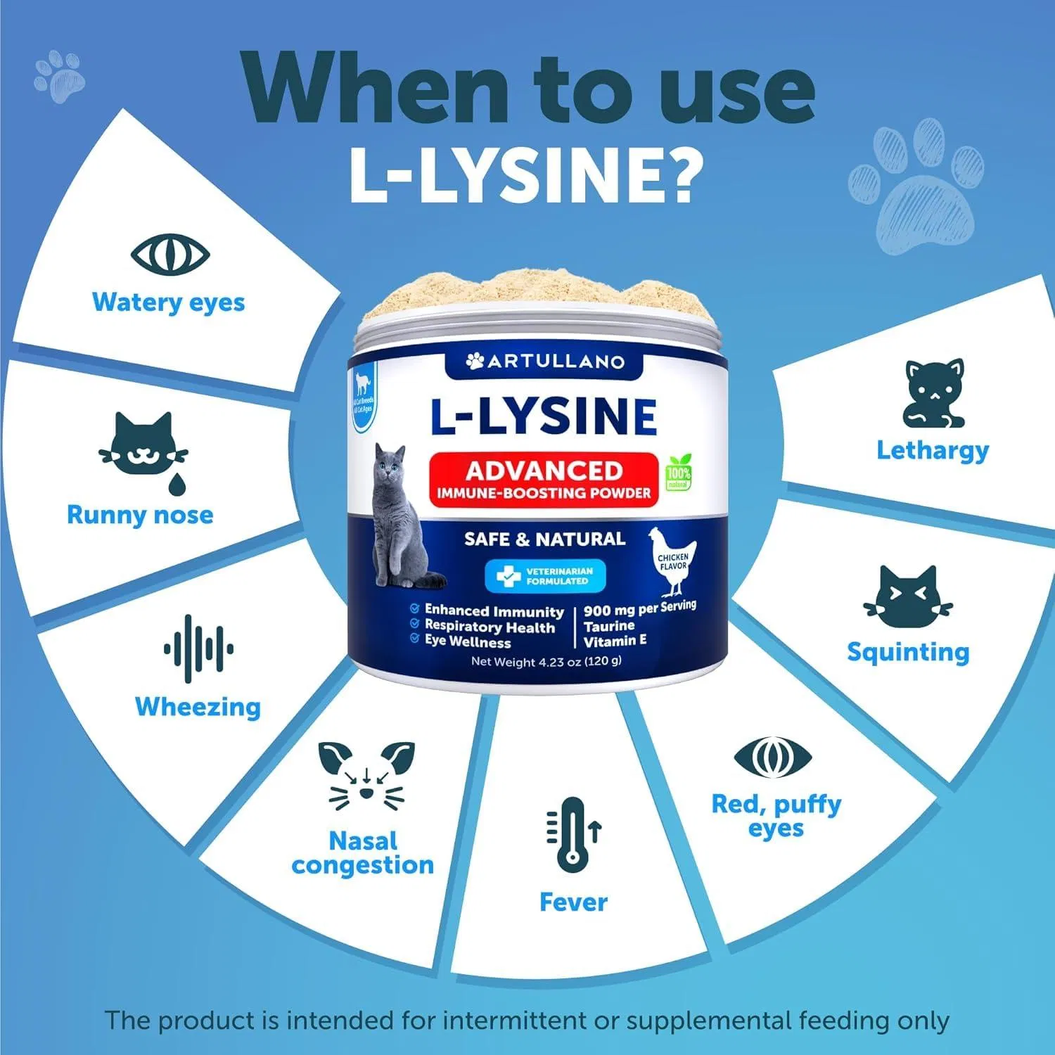 Lisina para Gatos - No Vender en Amazon: Suplemento en Polvo de 900 mg por Servicio con Taurina para Salud Respiratoria y Inmunológica de Gatos y Gatitos — imagen 4