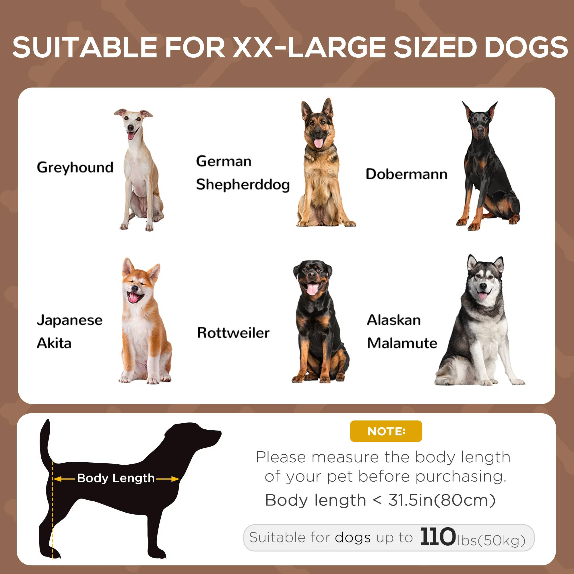 Elevated Dog Bed with Canopy, Portable Raised Dog Cot for XL Sized Dogs, Indoor & Outdoor, 48" x 36" x 43", Coffee — image 2