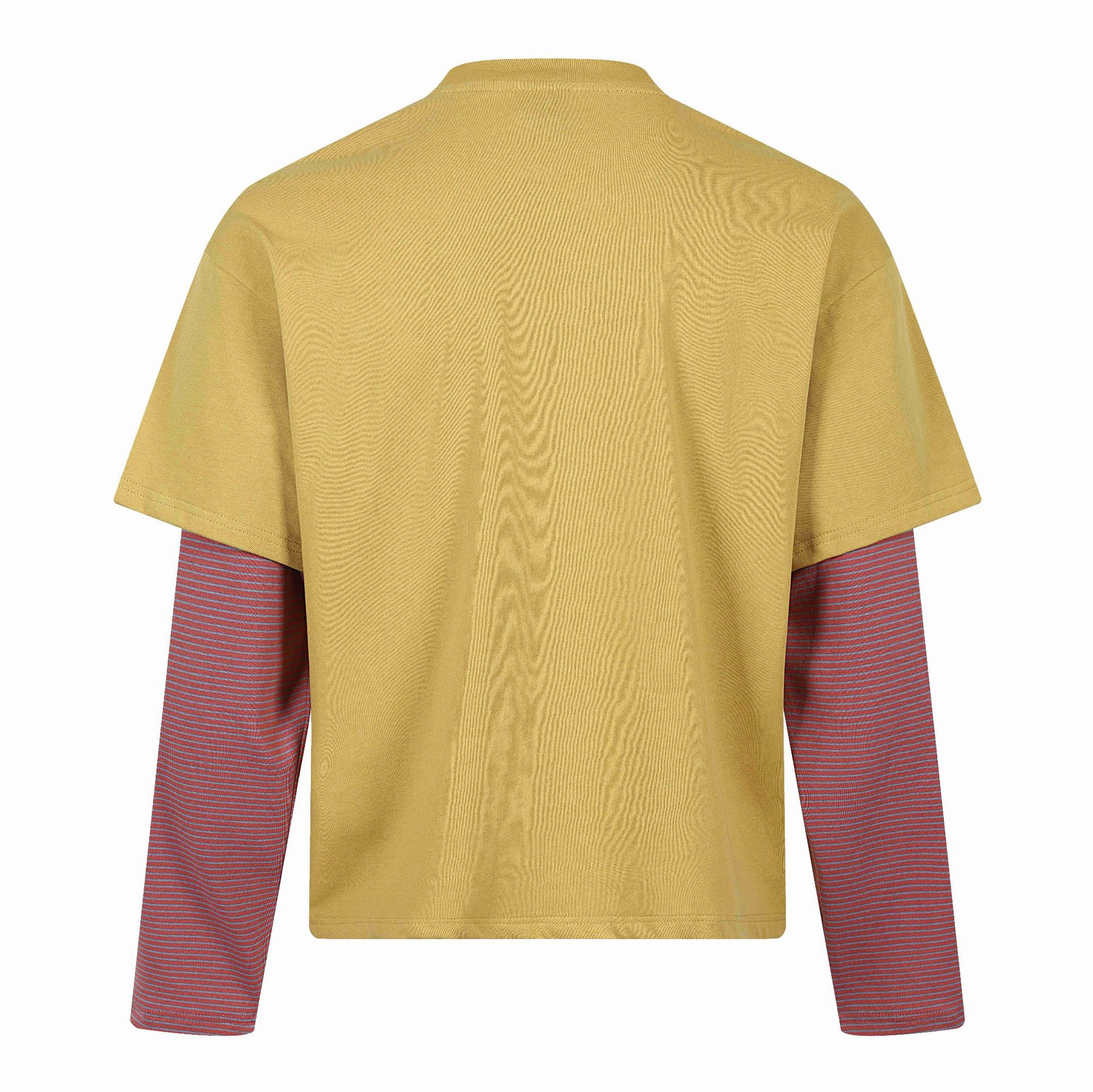 Cat Letter Print Long Sleeve Round Neck Faux Two-Piece T-Shirt — image 5