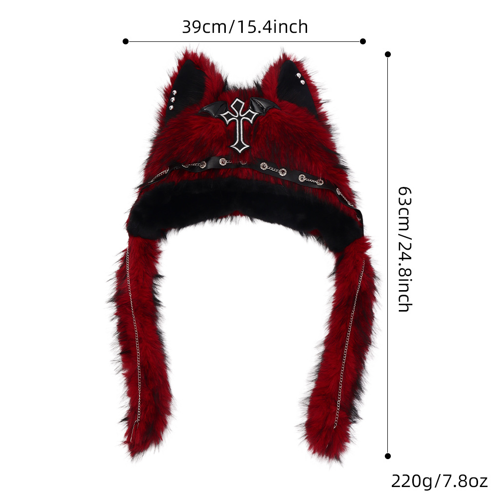 Sombrero de Orejas de Gato con Estilo Gótico, Aesthetic Oscura, Gorra de Pelo de Zorro para Niñas, Moda Cool para Mujeres, Chaqueta de Lana para Invierno — imagen 5