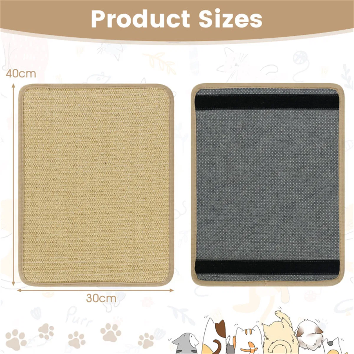 Natural 6-Piece Cat Scratching Mats, Sisal Material Anti-Slip Latex Backing Furniture Protector — image 10