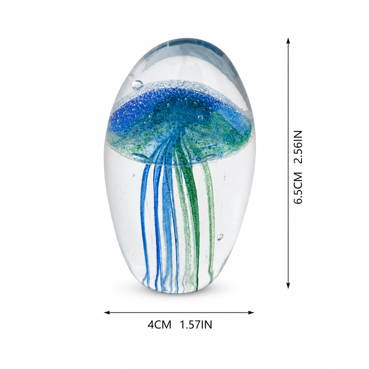 Handmade Glass Glow-in-the-Dark Jellyfish Ornament, Glass Paperweight, Ocean-Style Desk Decoration — image 5