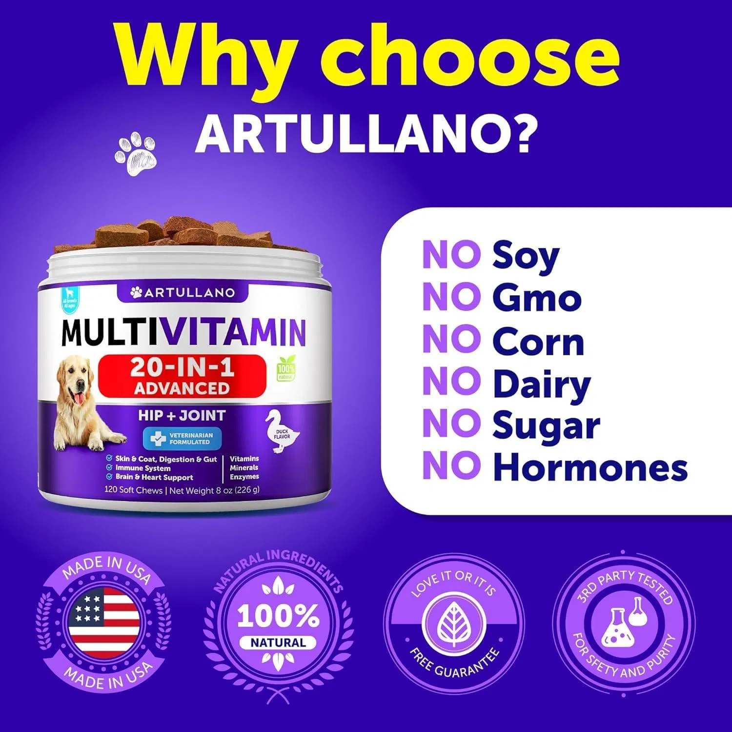 Suplemento Multivitamínico para Perros en Polvo con Glucósamina - 20 En Unidades - Vitamina y Suplemento para Cachorros de Todos los Edades - Apoyo Articular, Salud Digestiva y Piel Sana — imagen 5