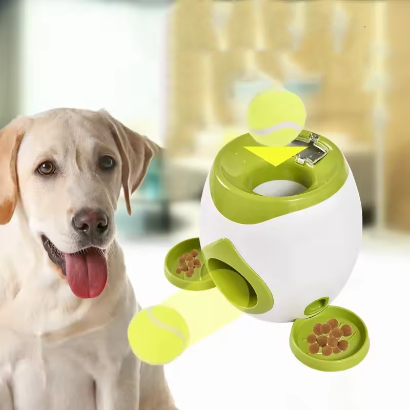 2 Balls Launcher Toy Training Dog Toy Slow Feeder Remote Puppy Pet Indoor Training Tennis Ball Feeder Machine — image 1