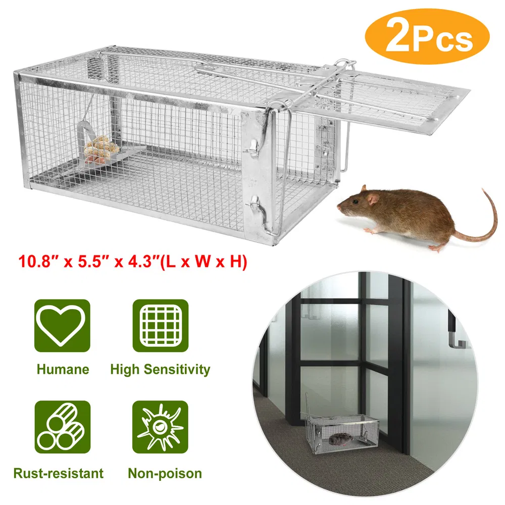 2 Piezas de Trampa Humanitaria Para Ratones, Trampa de Roedores con Pedal de Gravedad de Alta Sensibilidad y Bloqueo Automático - Acero Galvanizado Resistente, Diseño de Malla Fina a Prueba de Escapes, Segura Para Niños y Mascotas, Fácil de Usar en Interiores y Exteriores — imagen 2