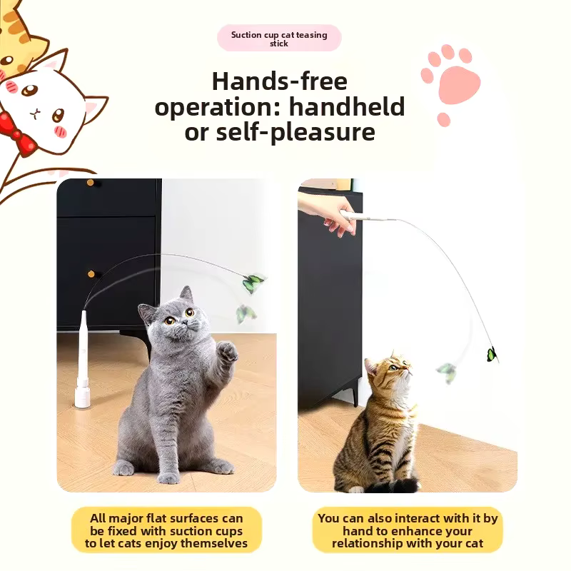 Juguetes de Atracción Eléctricos para Gatos con Cúpula de Succión Volador Mariposa Rodillo de Gato Juguete Autoentretenido para Gatos Largo Cable de Alambre de Acero — imagen 4