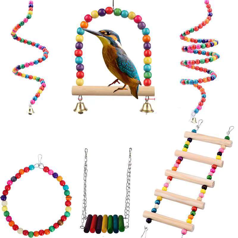 Columpio de pájaro colorido, escalera de nube, estación de escalada, palo de columpio, juguetes para masticar, juguetes de escalada para pájaros, accesorios para jaula de pájaros — imagen 2