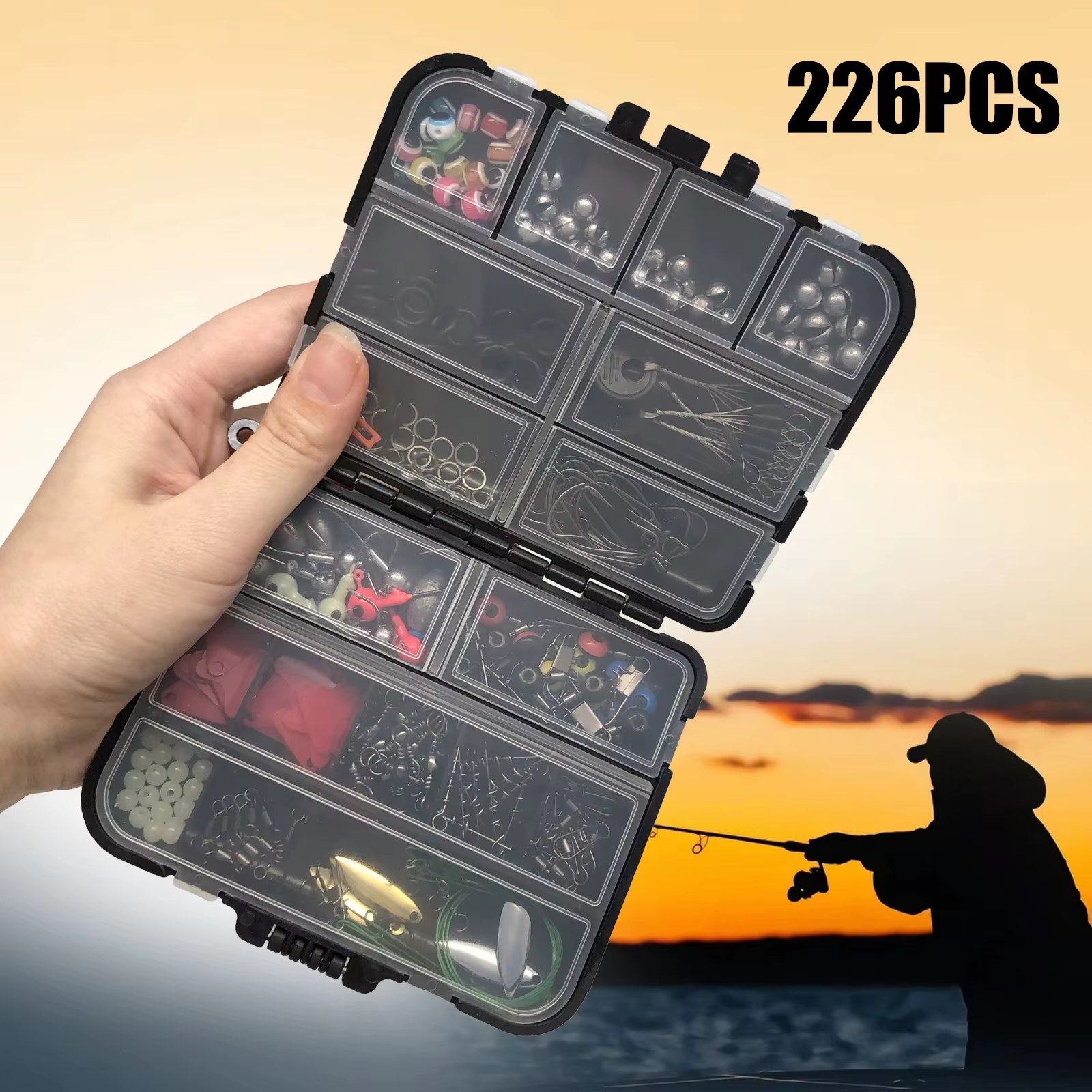 170-410pcs Professional Fishing Kit with Tackle Box, Hooks Sinkers Swivels for Bass Trout Saltwater Fishing Complete Lure Set — image 4