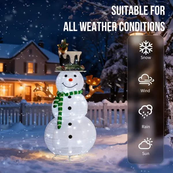 Lighted Snowman And Squirrel Christmas Yard Decorations, Pre-lit Pull Up Snowman With 120 White LEDs, For Xmas Outdoor Holiday Indoor Decor Lighted Holiday Displays — image 2
