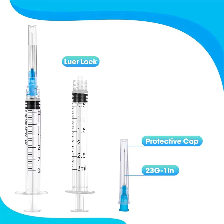 Paquete de 25 Jeringas Desechables Luer Lock de 3ml con Aguja de Acero Inoxidable, Empacadas Individualmente y Selladas, para Mascotas, Animales de Granja, Laboratorio, Herramientas de Jeringa con — imagen 2