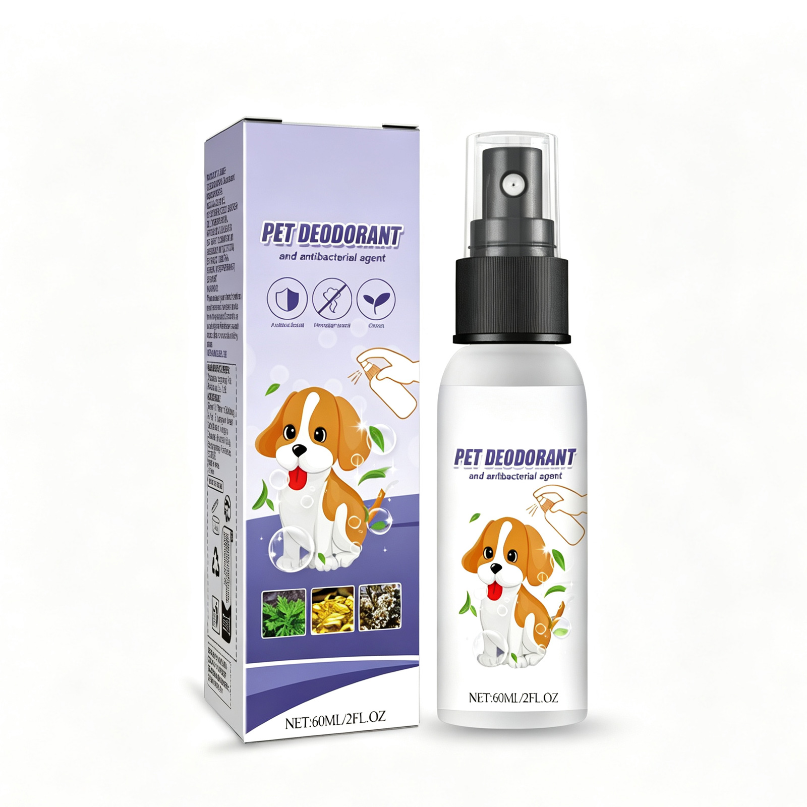 Spray de Odor Natural para Mascotas 60 ml con Extractos de Portulaca y Aloe, Eliminador de Olor Animal Sin Tóxicos, Fórmula Suave para Perros — imagen 1