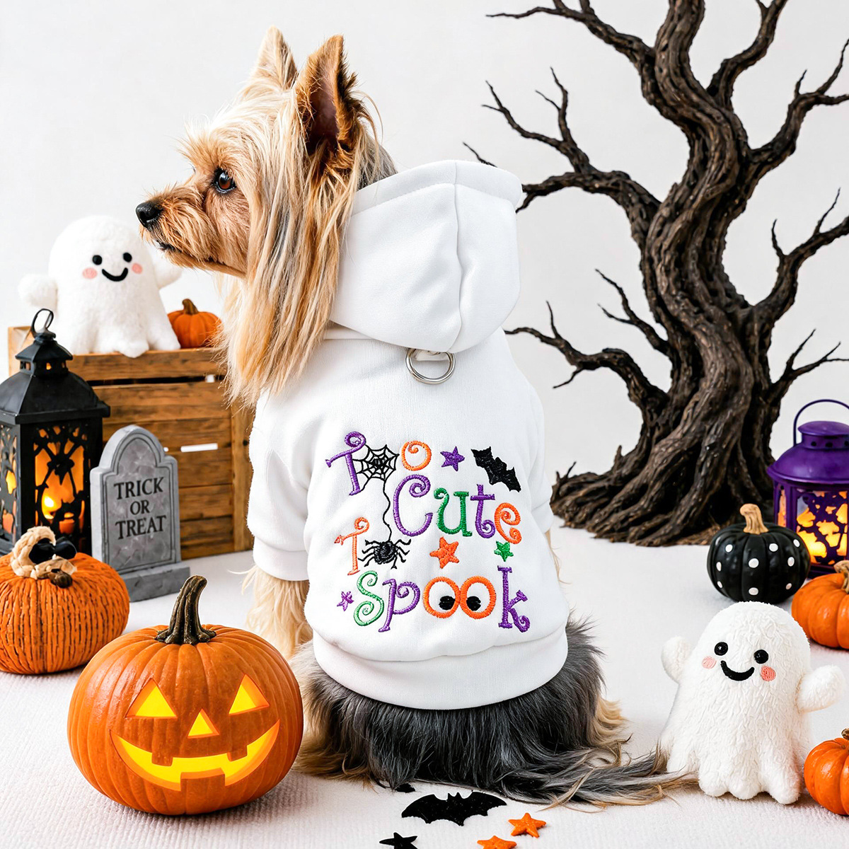 Ropa de Mascotas PETCIRCLE: Chaqueta de Hoodie con Letras Bordadas para Perros y Gatos de Halloween — imagen 1