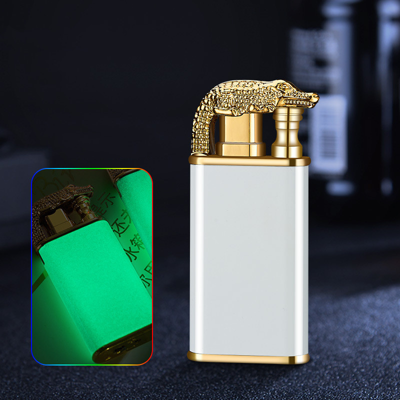 Creative Blue Flame Lighter Dolphin Dragon Tiger Double Fire Metal Winproof Lighter Inflatable Lighter — image 30