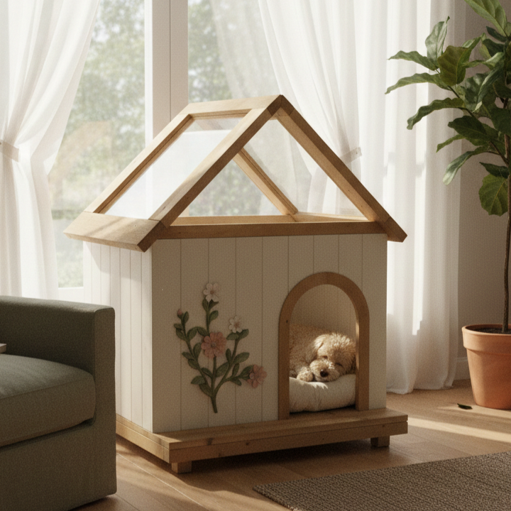 Casa de Gato Certificada por FSC con Techo Acrílico de Ceder para Interior y Exterior - Refugio de Madera para Gatos y Pequeños Perros (11-25 lbs) — imagen 2