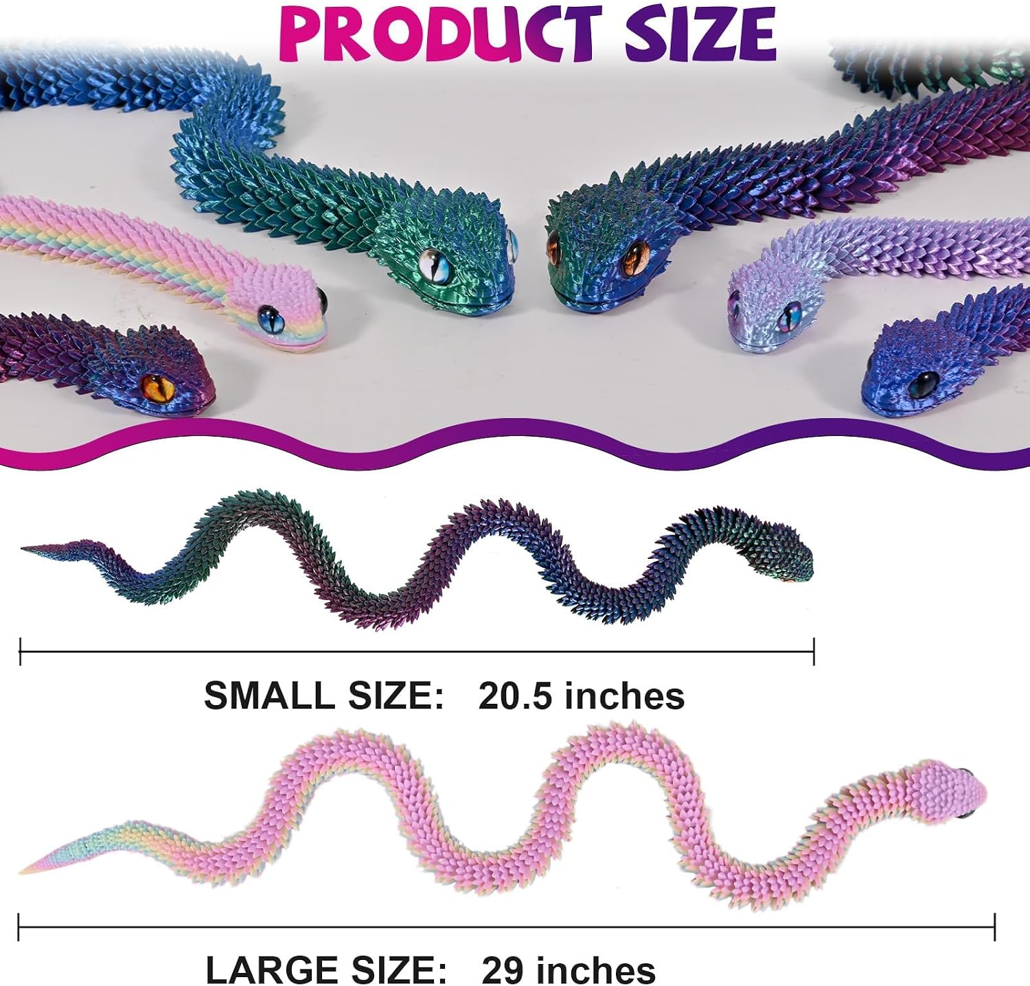 PurpleRed 30 Inch 3D Printed Snake, Executive Desk Toys — image 3