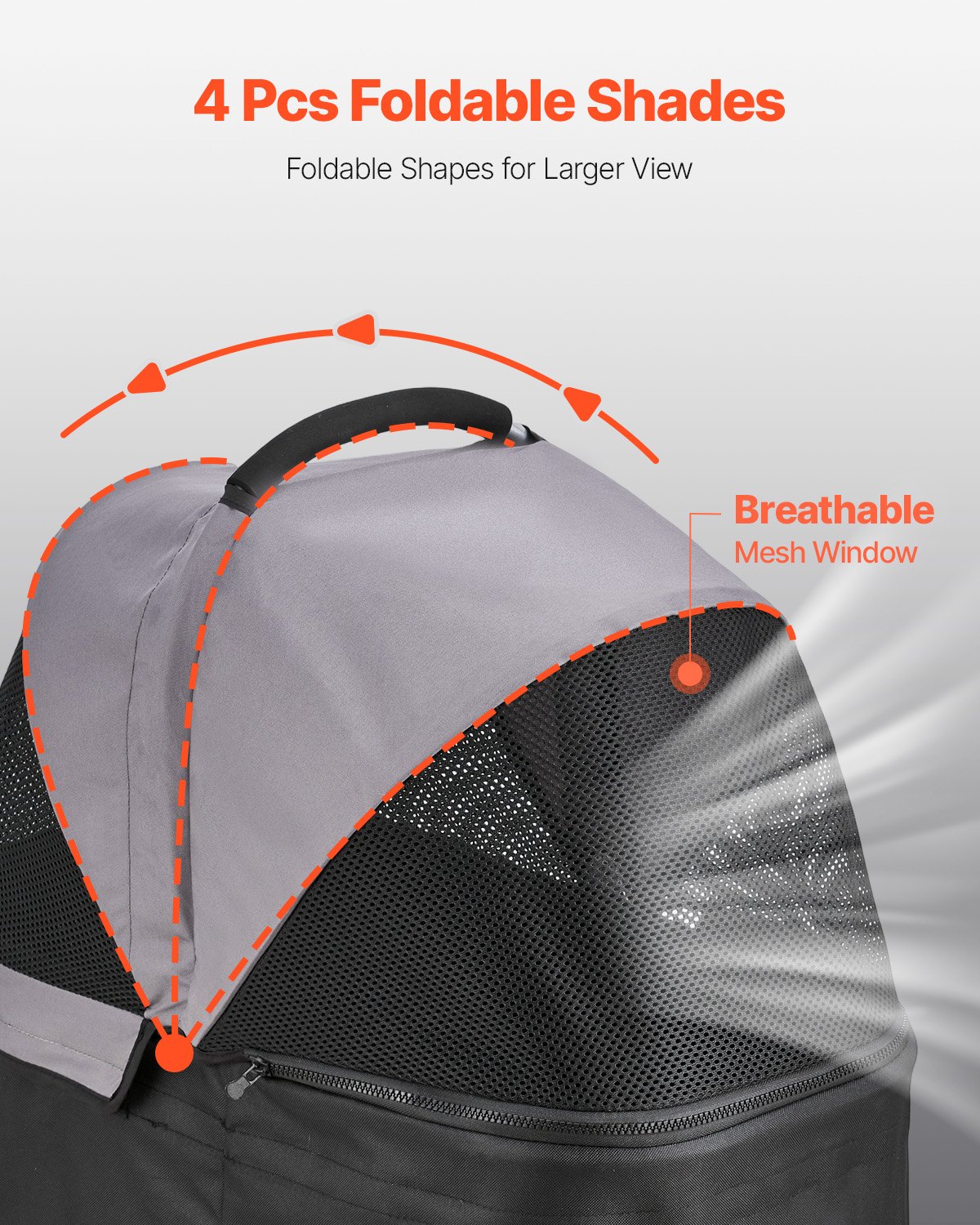 Pet Stroller Foldable 4 Wheels Dog Stroller Detachable Carrier Up To 35lbs — image 4