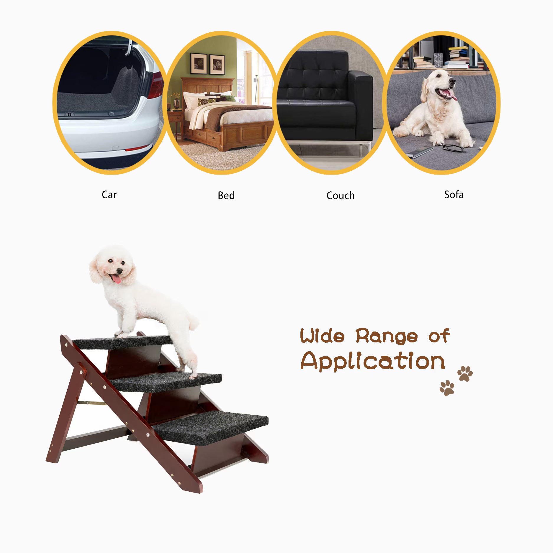 Escaleras de Madera para Mascotas 3 Niveles Plegables Perfectas para Camas y Autos — imagen 2
