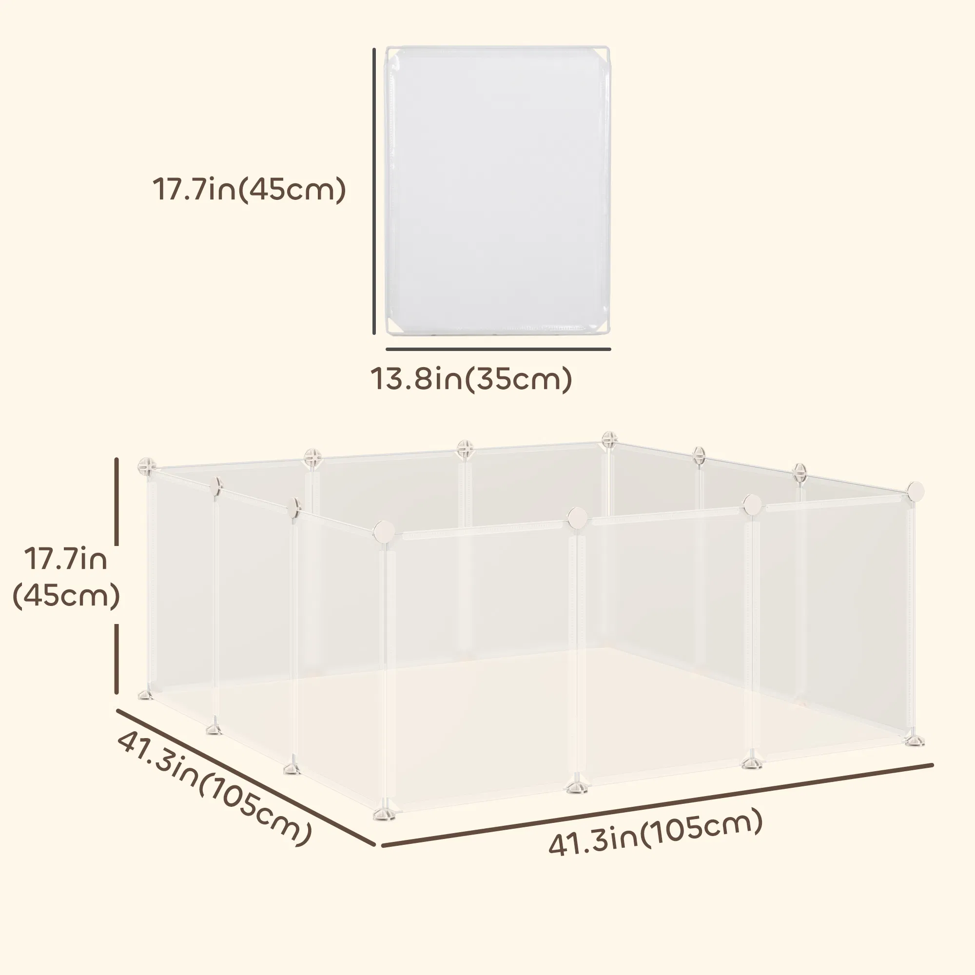 Small Animal Cage Plastic Chinchilla Cage 12 Panels for Bunny Chinchilla Guinea Pig, 18" x 14", White — image 3