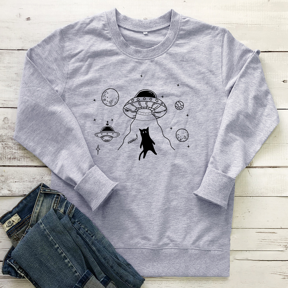 UFO alien spaceship cat print hoodie — image 5