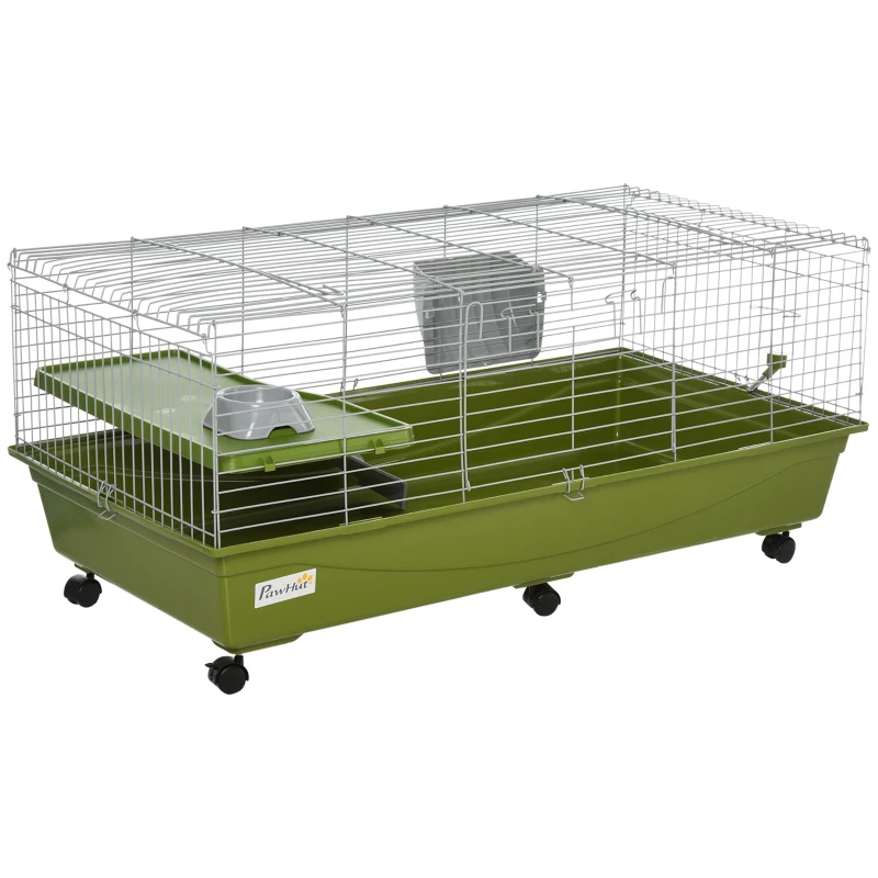Jaula de 47" para Animales Pequeños, Conejera para Chinchilla y Cuyo, Casa para Mascotas con Plataforma, Rampa, Plato de Comida, Ruedas y Botella de Agua — imagen 5