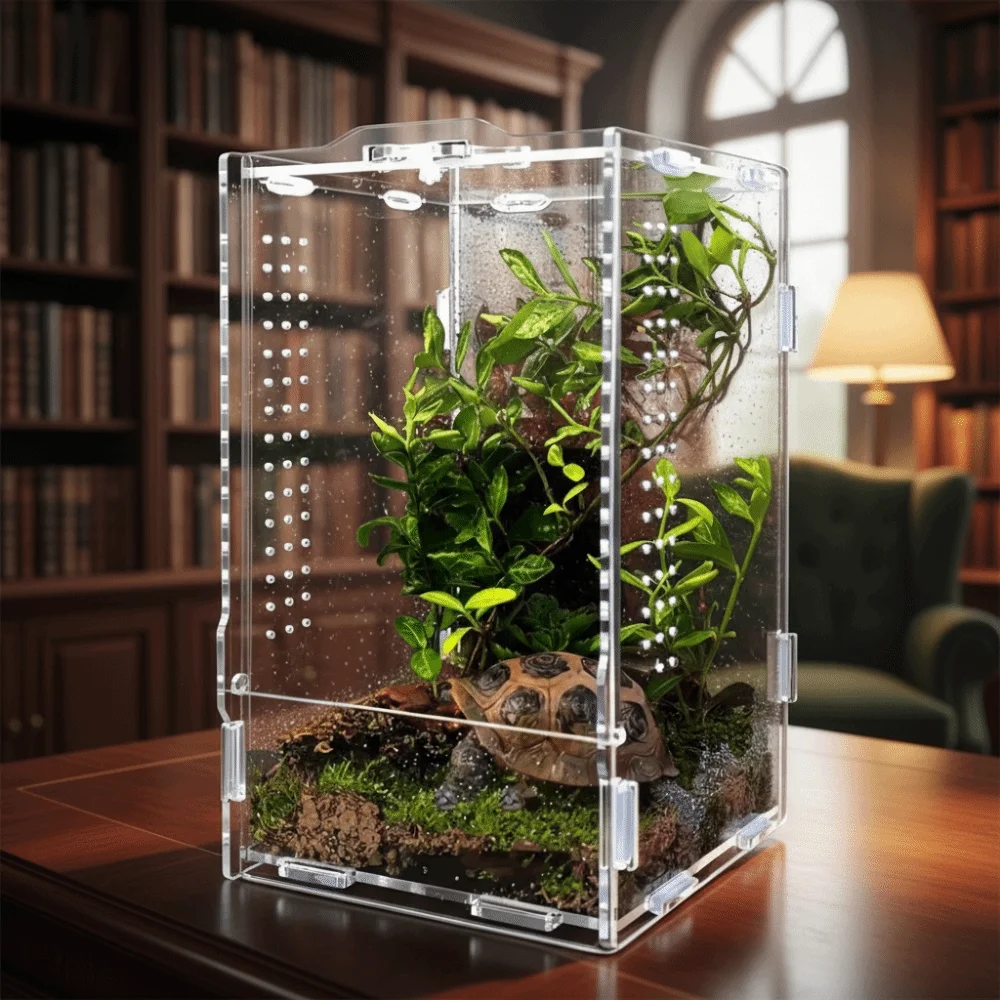 Transparent Reptile Feeding Box Anti-escape Ventilated Jumping Spider Terrarium Buckle Lock Acrylic Crawler Box — image 5