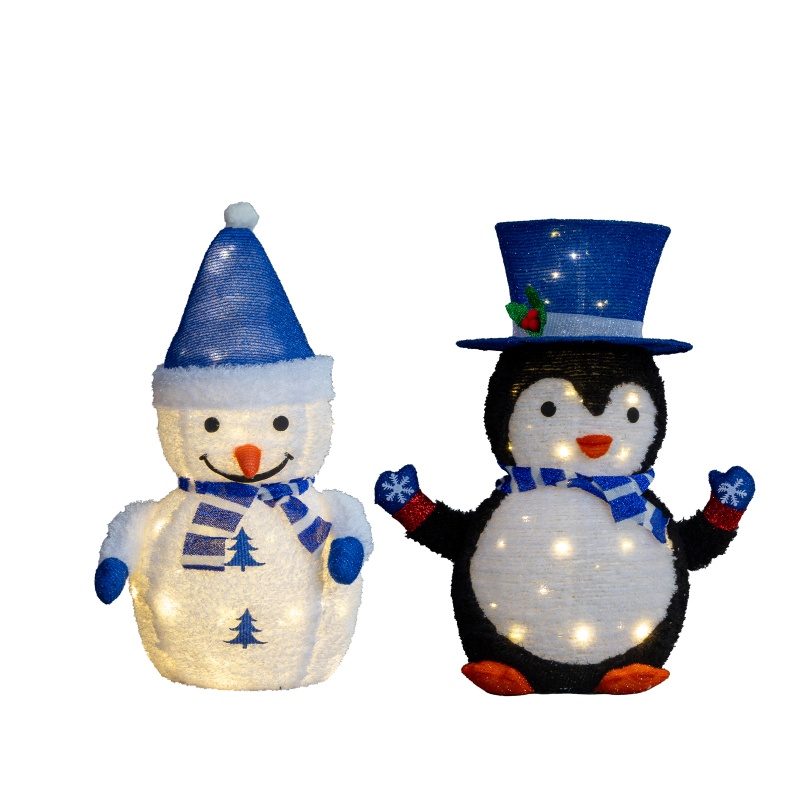 Conjunto de 2 Decoraciones Navideñas con Iluminación LED para Pinguinos y Papá Noel, Decoración Pre-iluminada que Se Levanta con 100 Luces Blancas Calientes para Decorar Navidad Exterior e Interior — imagen 6
