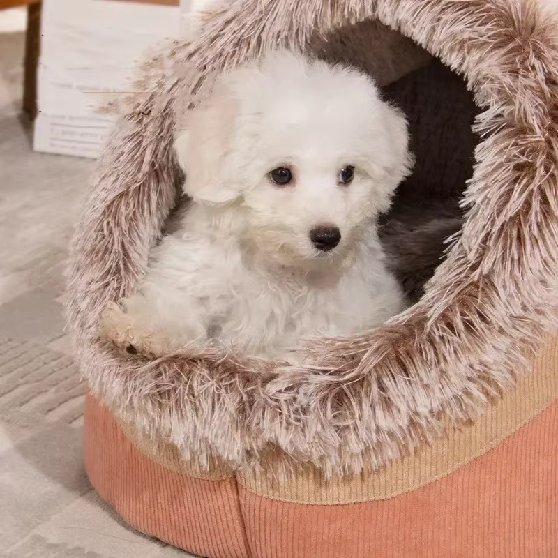 Pet House for Small Dog Cat Bed House Portable Enclosed Plush Pet Kitten Nest Winter Warm Soft Pet Cave Kennel Deep Sleep Sofa — image 2