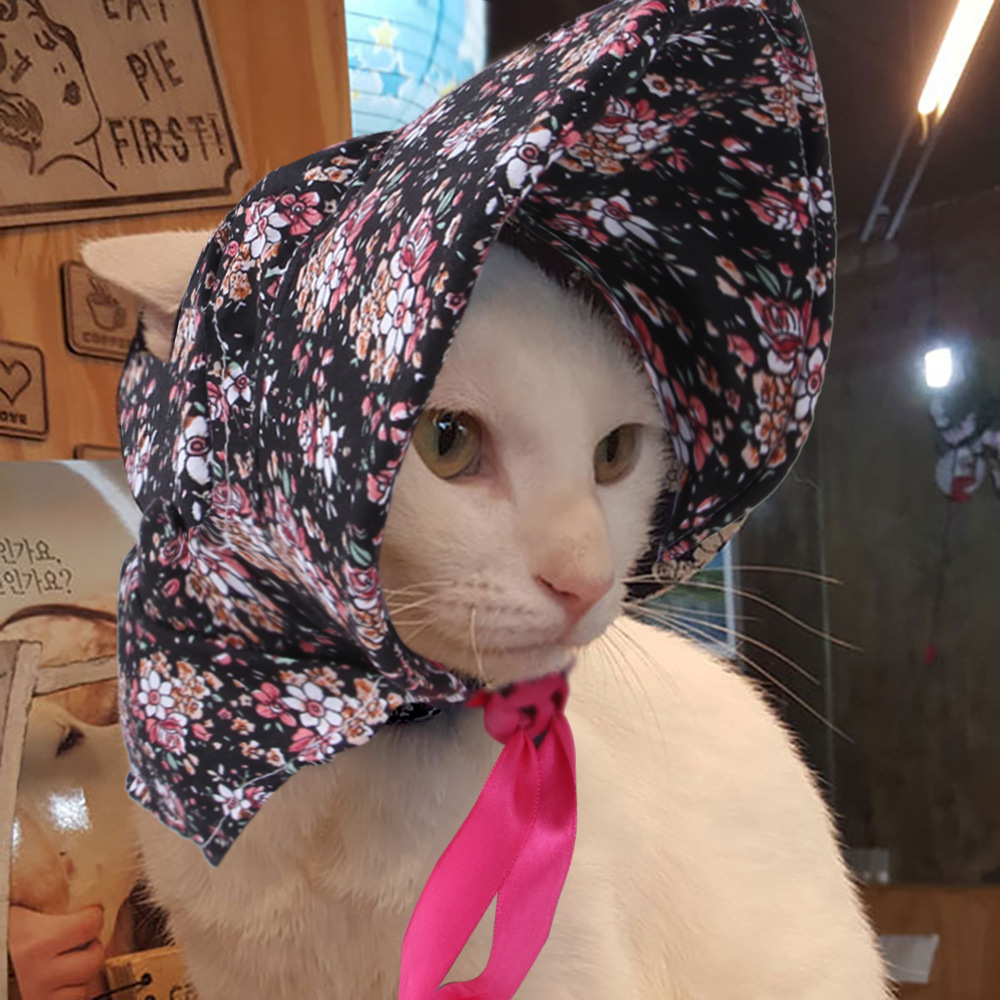Sombrero Floral para Mascotas - Gato y Perro Retro Estilo de Dama con Flor — imagen 2
