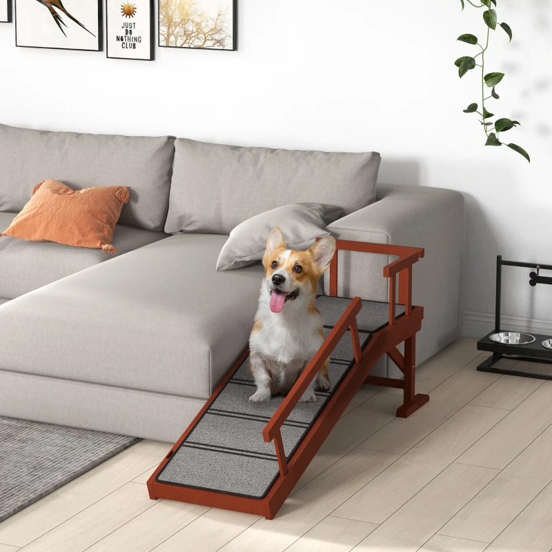 PawHut Wooden Dog Ramp With Removable Guardrails, Non-Slip Surface — imagen 2