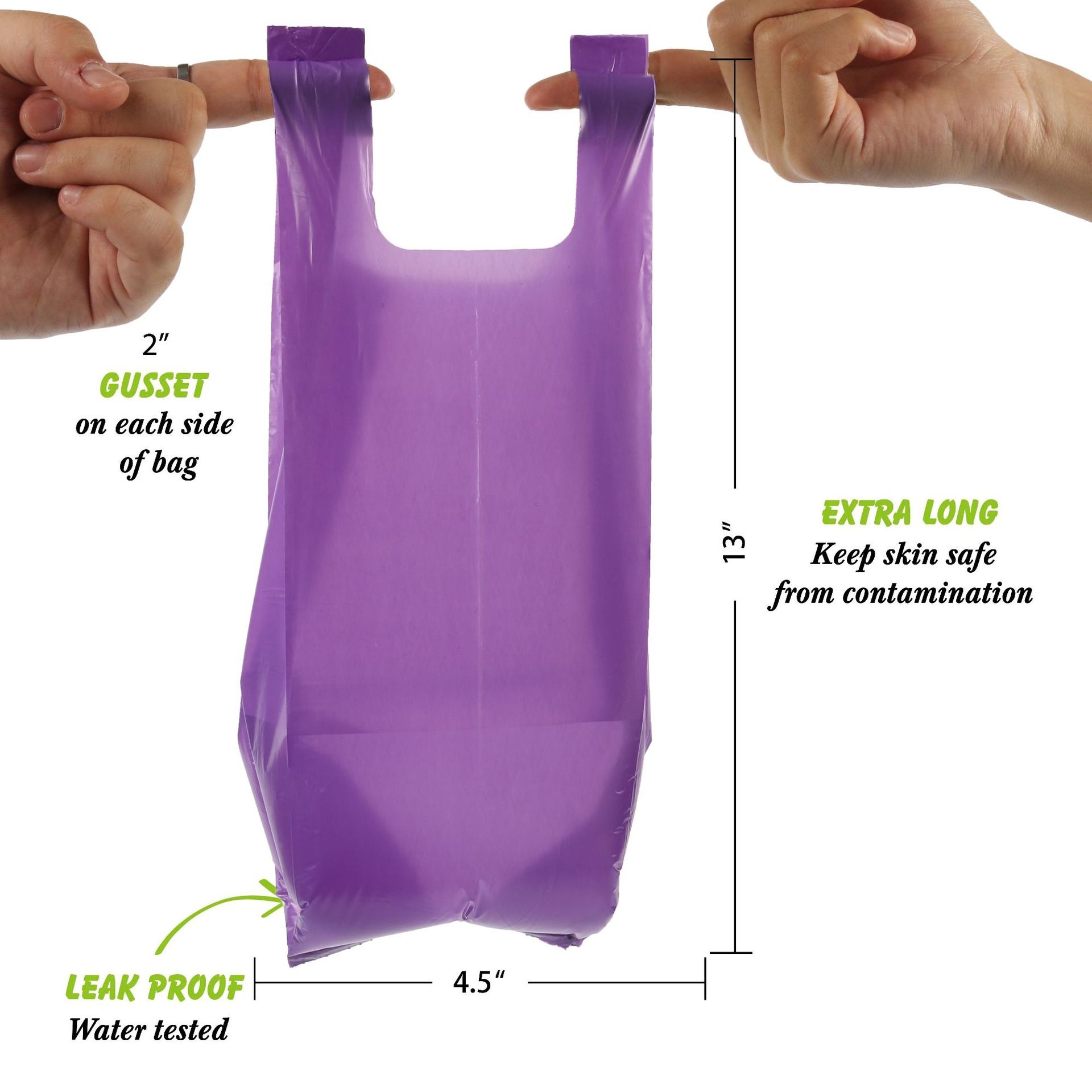 Biodegradable purple pet vest bag with roll up pet garbage bag and fecal collection bag — image 7