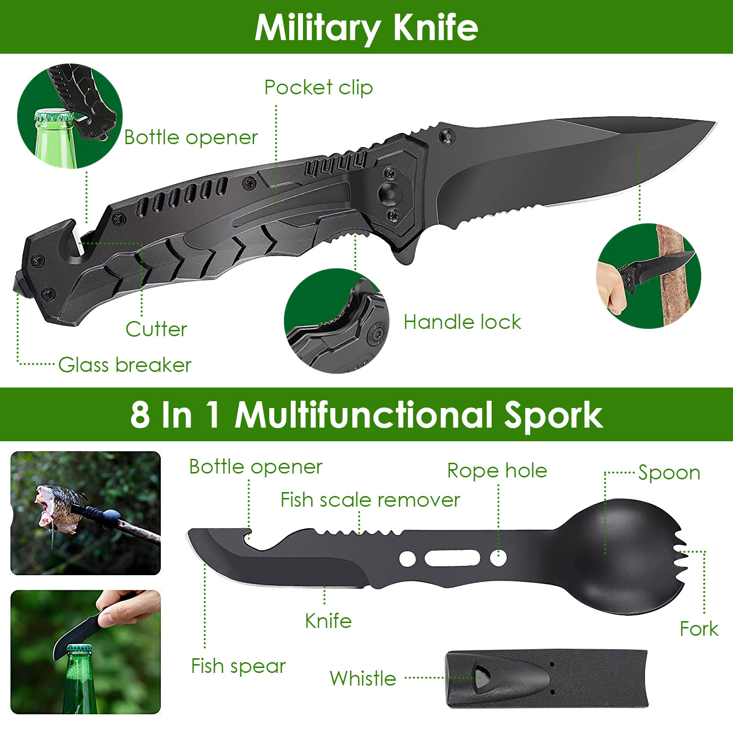 Kit de Supervivencia de Emergencia de 47 Piezas, Equipo EDC de Supervivencia, Herramientas y Suministros de Primeros Auxilios con Estuche para Senderismo, Caza, Desastres y Aventuras de Camping — imagen 2