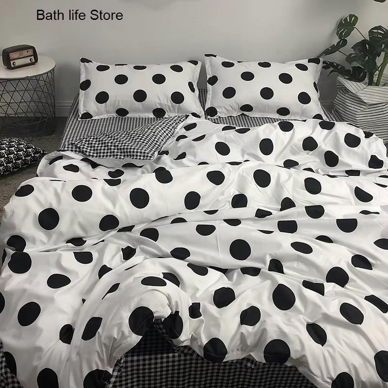 Set de Camas para Vacas Negras y Blancas, Conjunto Simple de Textiles para Hogar Niñas y Niños, Funda de Colchón + Sábana + Media Funda de Almohada 3/4 piezas, Reina 220x240cm — imagen 4