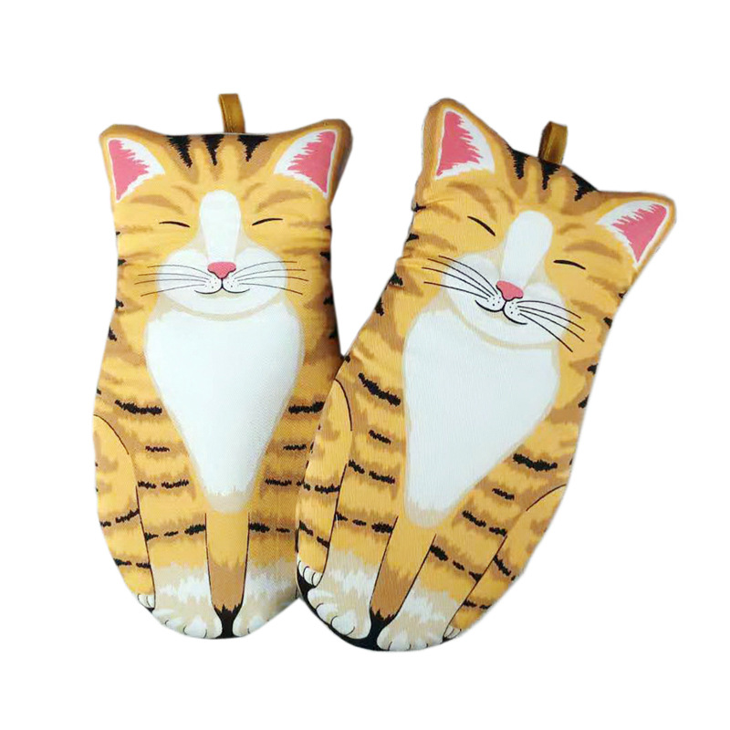 Pure Cotton Cute Cat Oven Gloves Cat Claw Insulation Gloves Baking Insulation Microwave Oven Heat Resistant Gloves — image 9