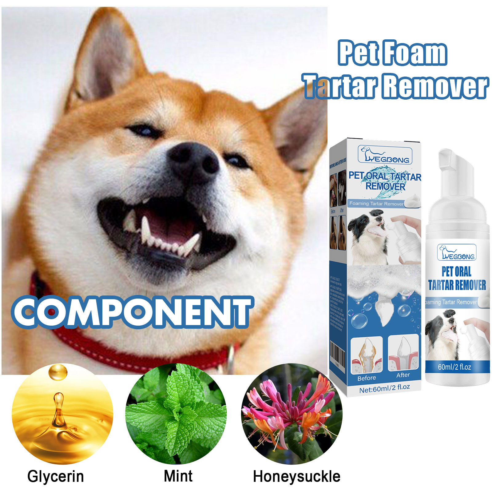 Yegbong Pet Tartar Remover, Removing Dental Calculus Yellow Teeth Halitosis Cleaning Teeth Mouth Foam Cleaner — image 7