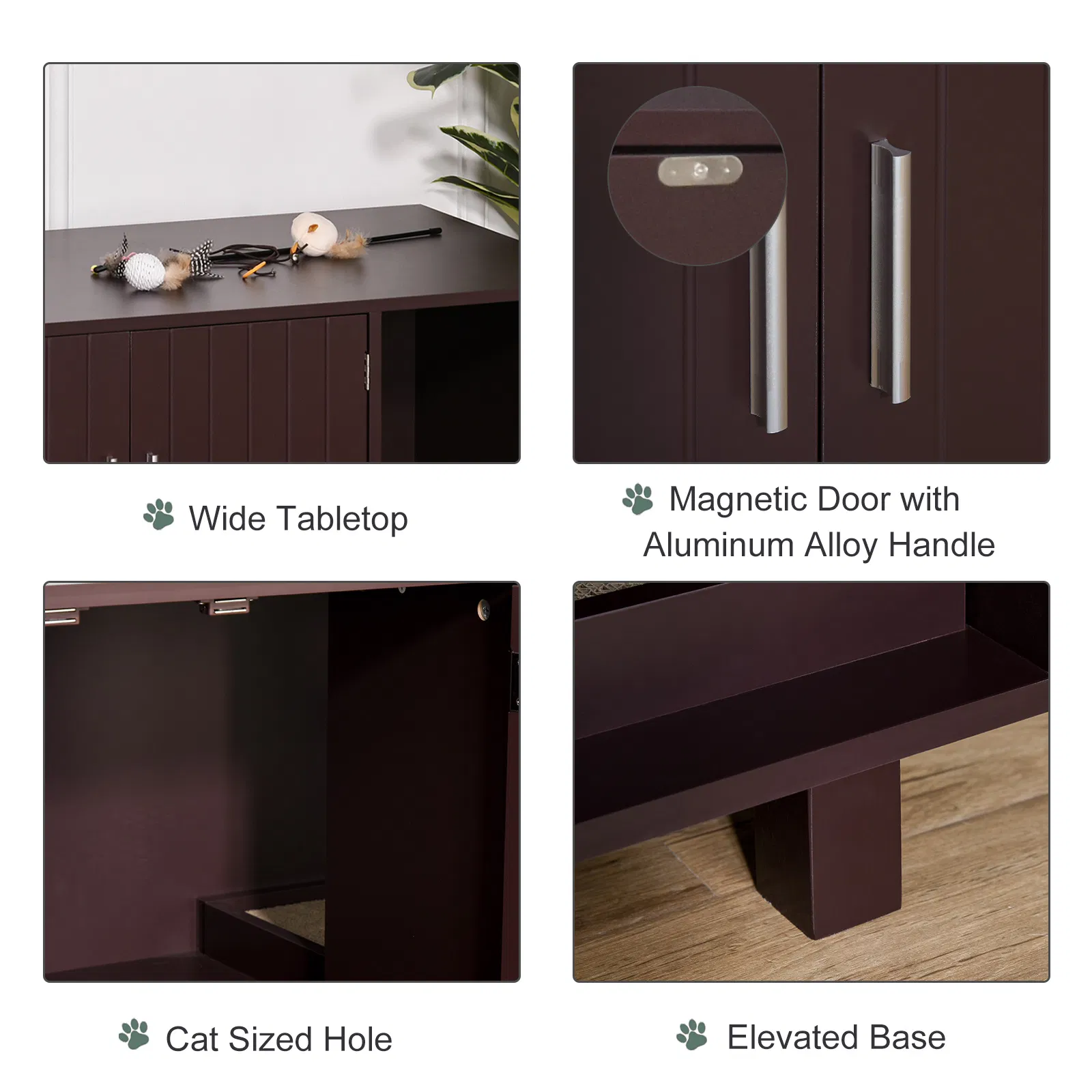 Cat Litter Box Enclosure, Hidden Litter Box Furniture, Cat House End Table Washroom with Scratching Pad, for Indoor Cats Kittens, Brown — image 6