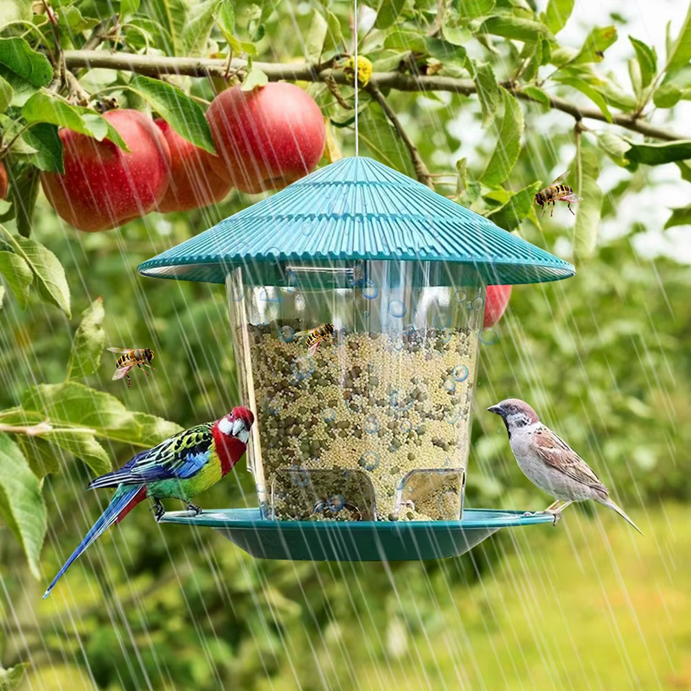 Herramienta para alimentar pájaros Colador de comidas para pájaros al aire libre con múltiples agujeros y contenedor para alimentos — imagen 5