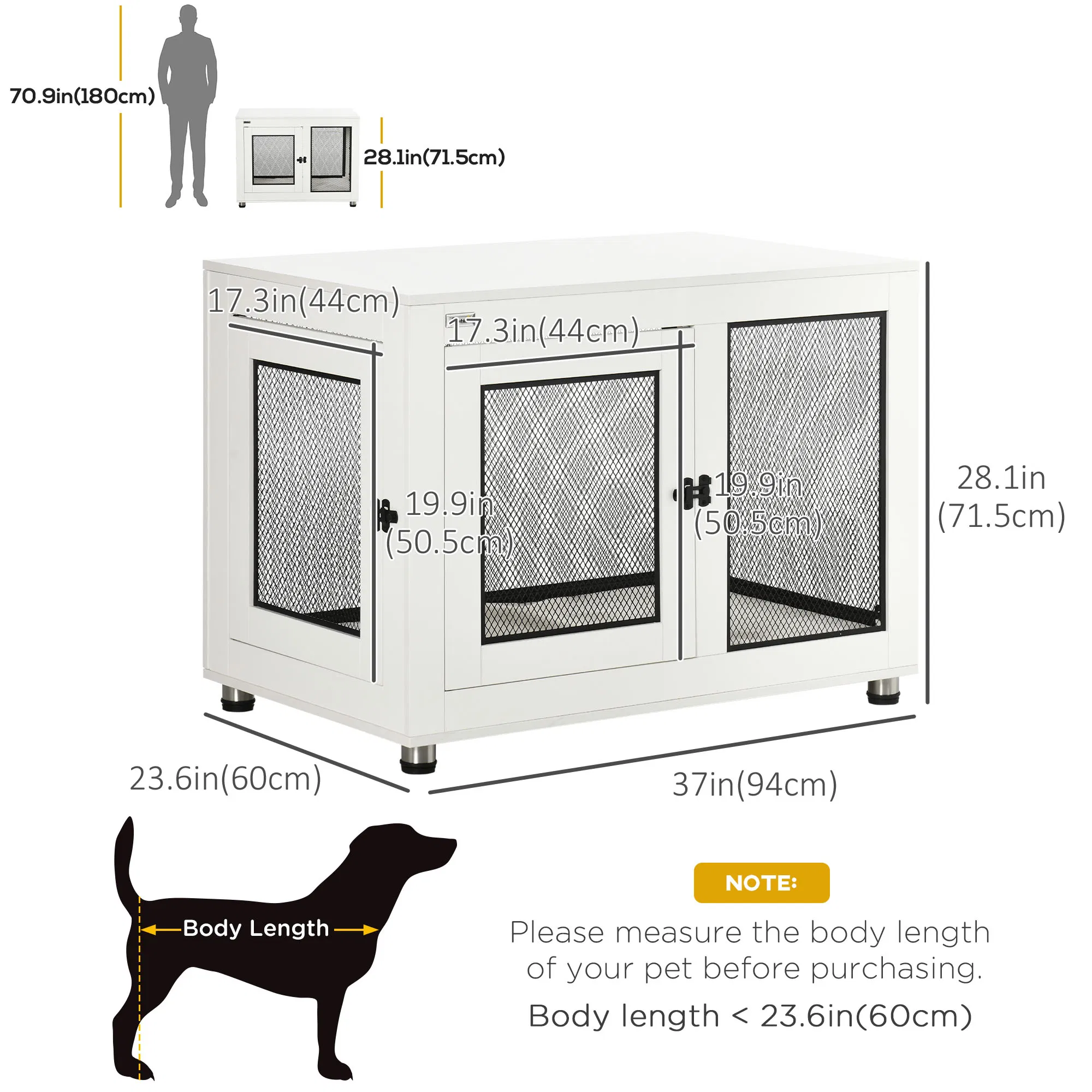 Pet Crate End Table with Water-resistant Cushion or Large Medium Dogs, White — image 6