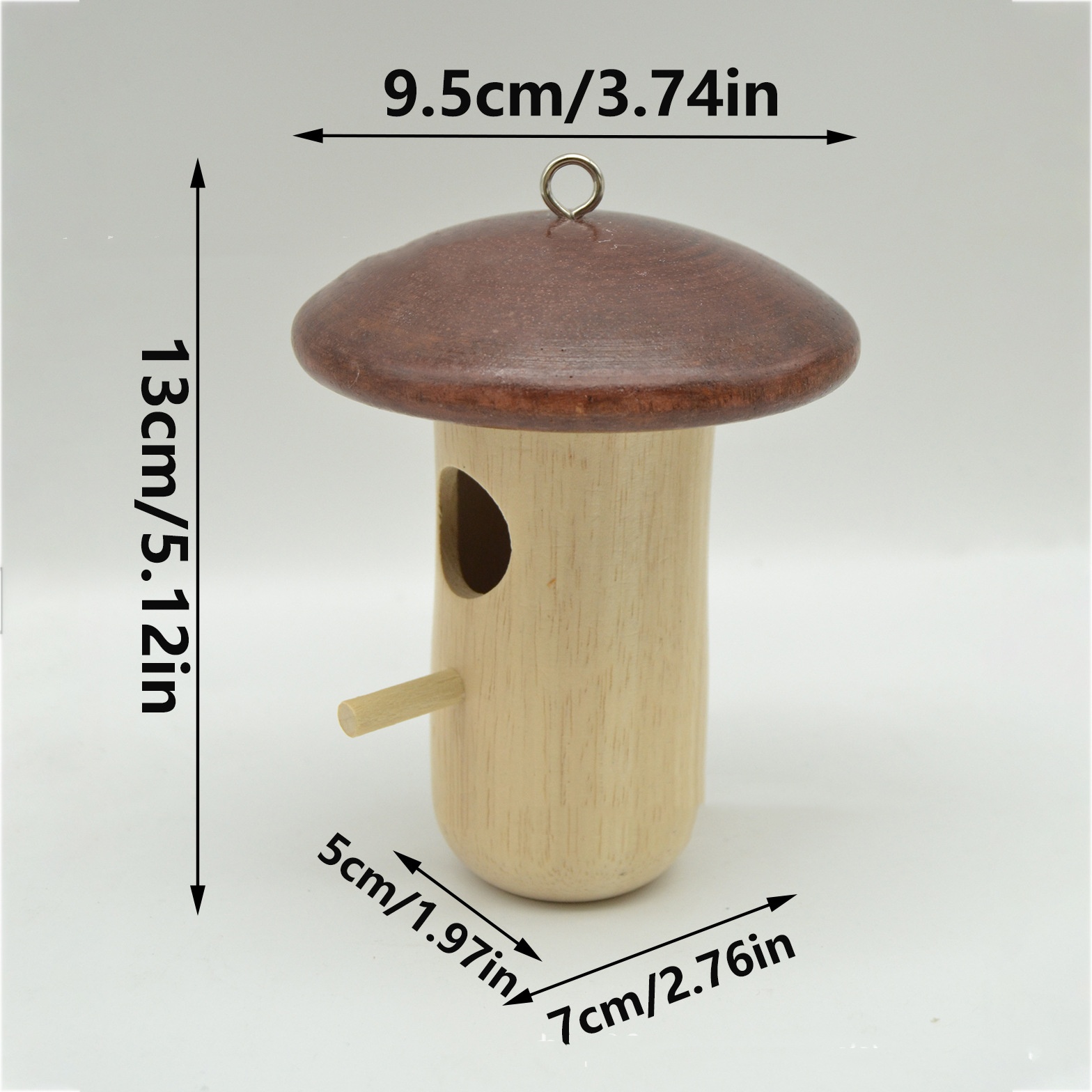 Wooden Bee Mushroom Shape Hummingbird Feeder Pendant — image 3