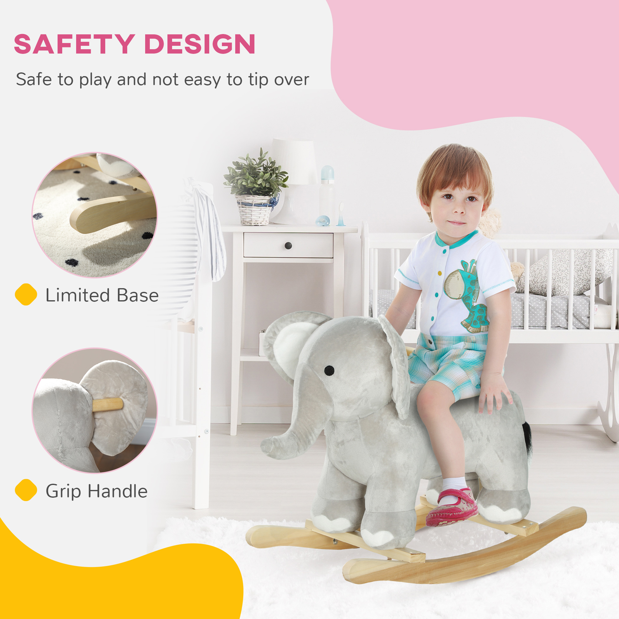 Elefante de Roca con Sonidos Realistas, Juguetes de Caballo para Niños Edad 2-4, Gris — imagen 2