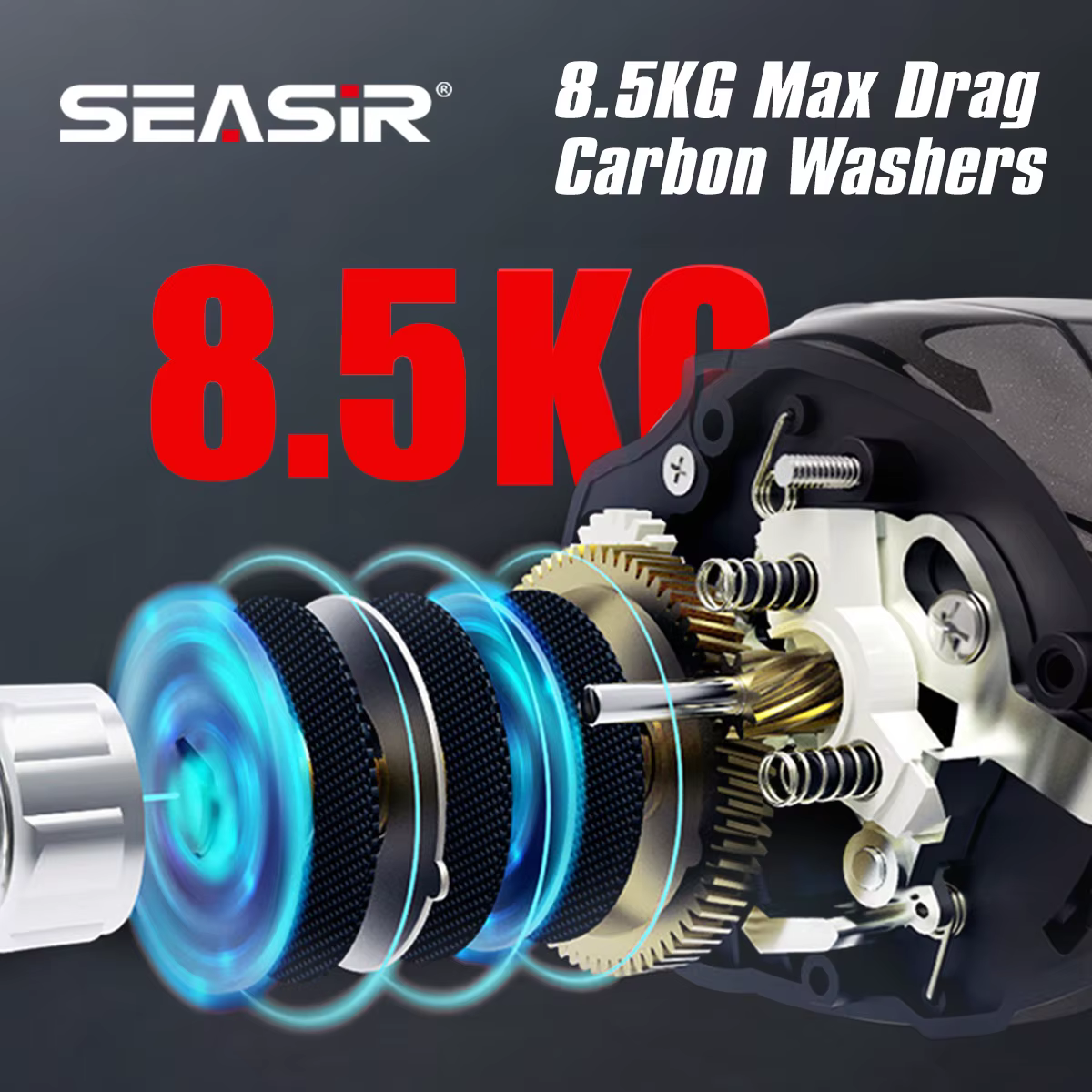 SEASIR DCAST DC Baitcasting Fishing Reel Digital Control Long Cast Carbon Washers Brass Gears 7.3:1 7+1BB Max Drag 8.5kg — image 4