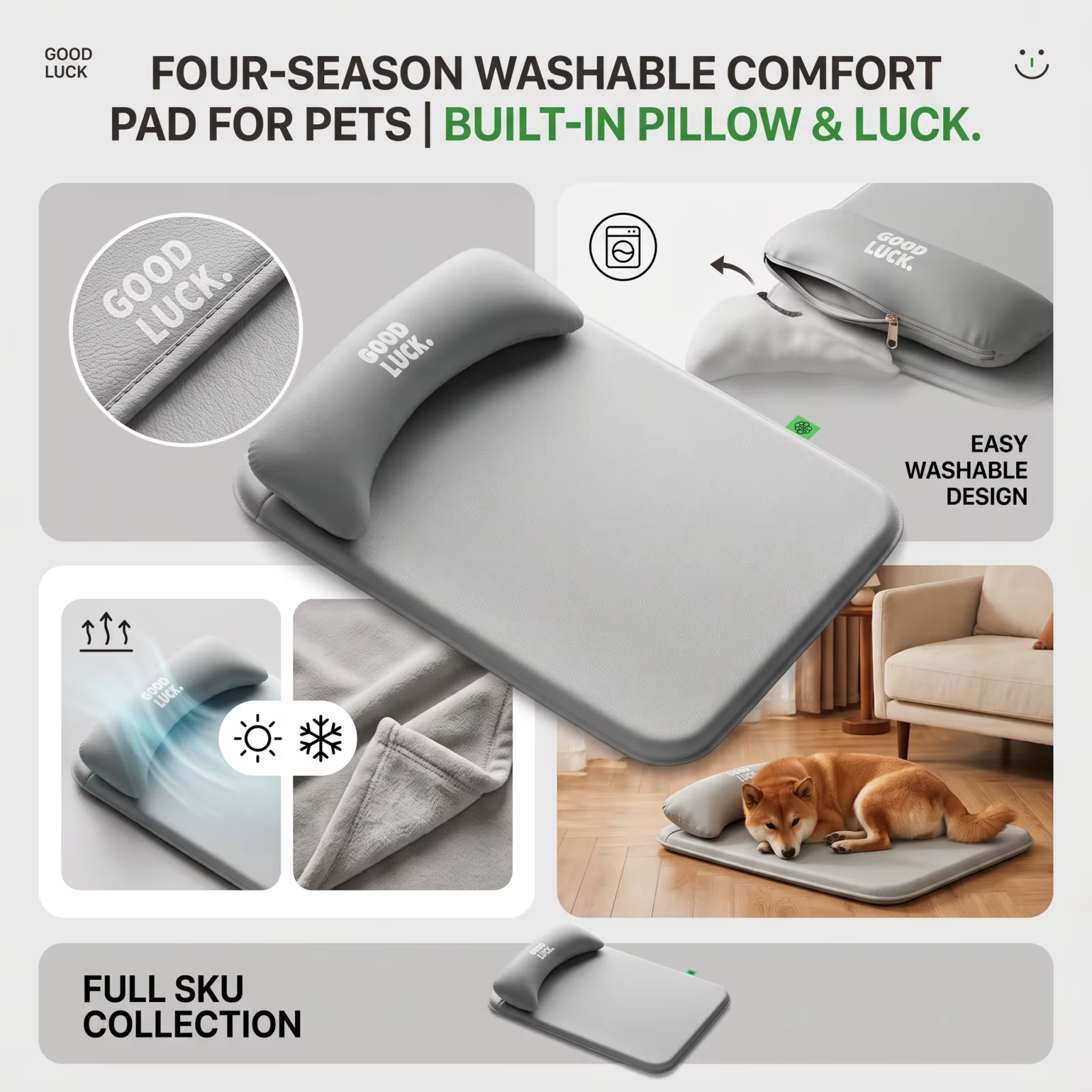 New Pet Bed with Pillow Removable and Washable Pet Mats All-Season Soft Cushion for Dogs and Cats Pet Supplies — image 5