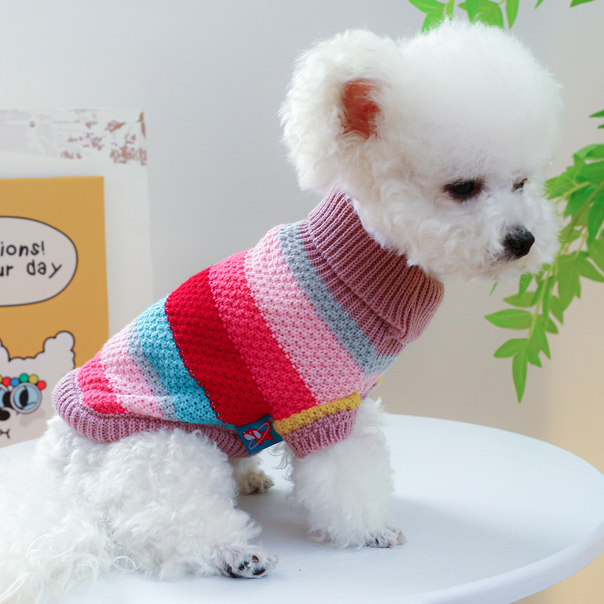 Sudadera cómoda de rayas coloridas para mascotas — imagen 6