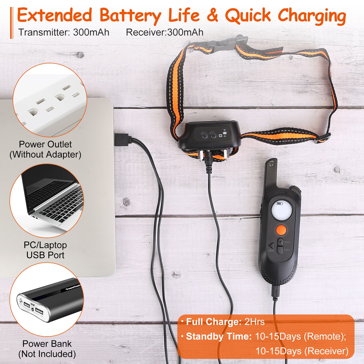 Collar de Adiestramiento para Perros IP65 Resistente al Agua con Voz, Vibración y Corrección Eléctrica - 3 Canales, Transmisor Recargable con Grabación y Bloqueo de Teclado — imagen 4